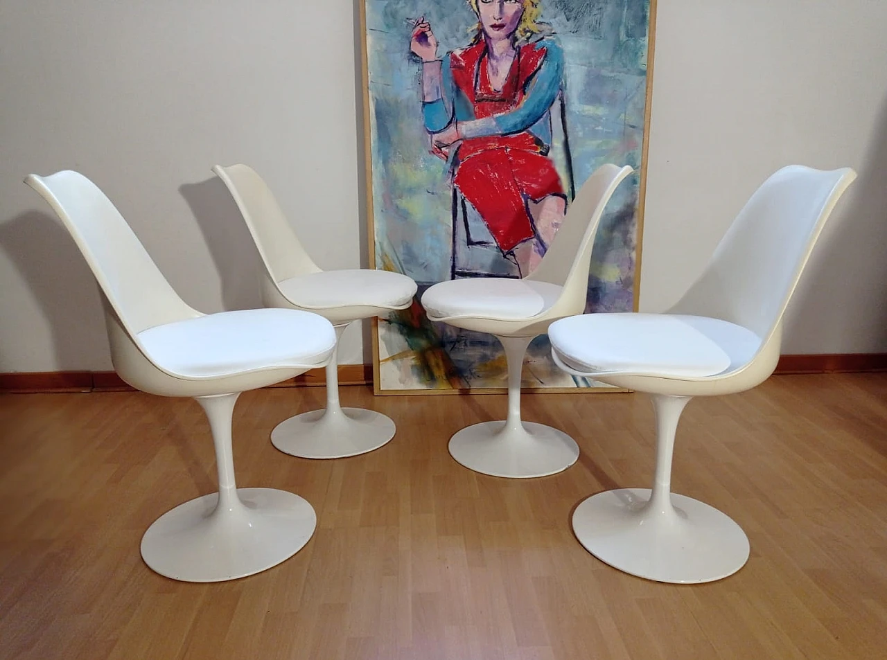 4 White Tulip 769-S chairs by Eero Saarinen for Alivar, 1980s 2