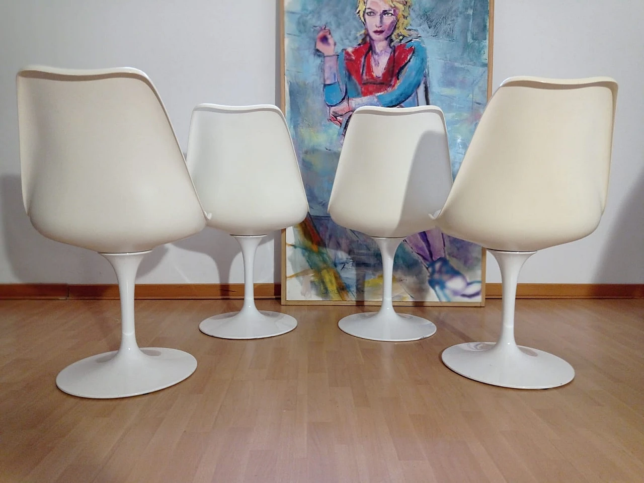 4 White Tulip 769-S chairs by Eero Saarinen for Alivar, 1980s 4