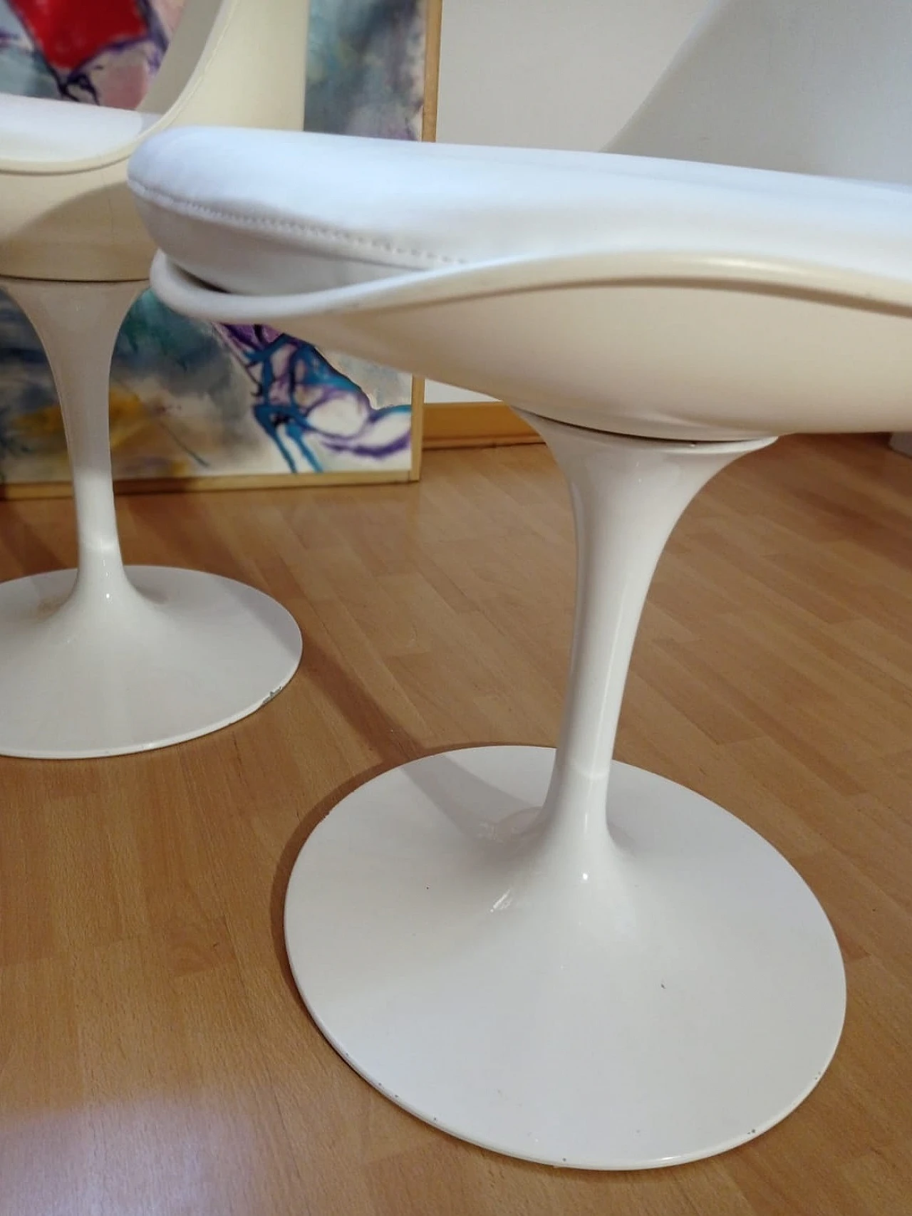 4 White Tulip 769-S chairs by Eero Saarinen for Alivar, 1980s 9