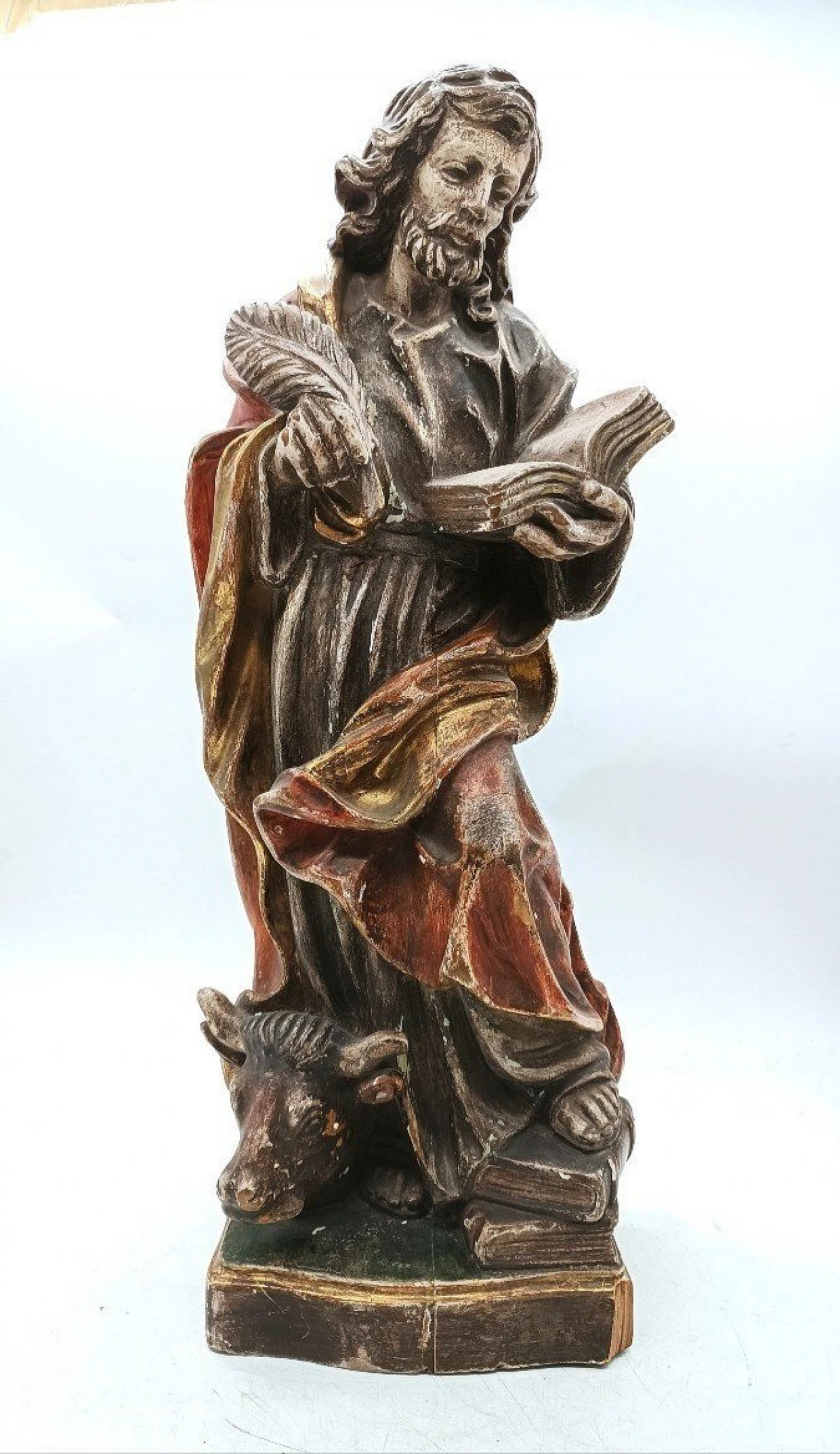 Saint Luke the Evangelist, polychrome wood sculpture, 19th century 1