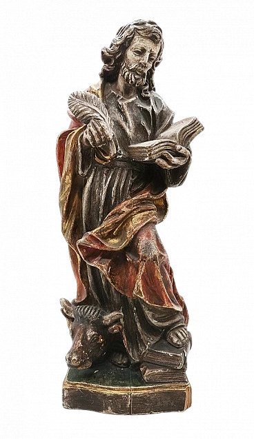 Saint Luke the Evangelist, polychrome wood sculpture, 19th century