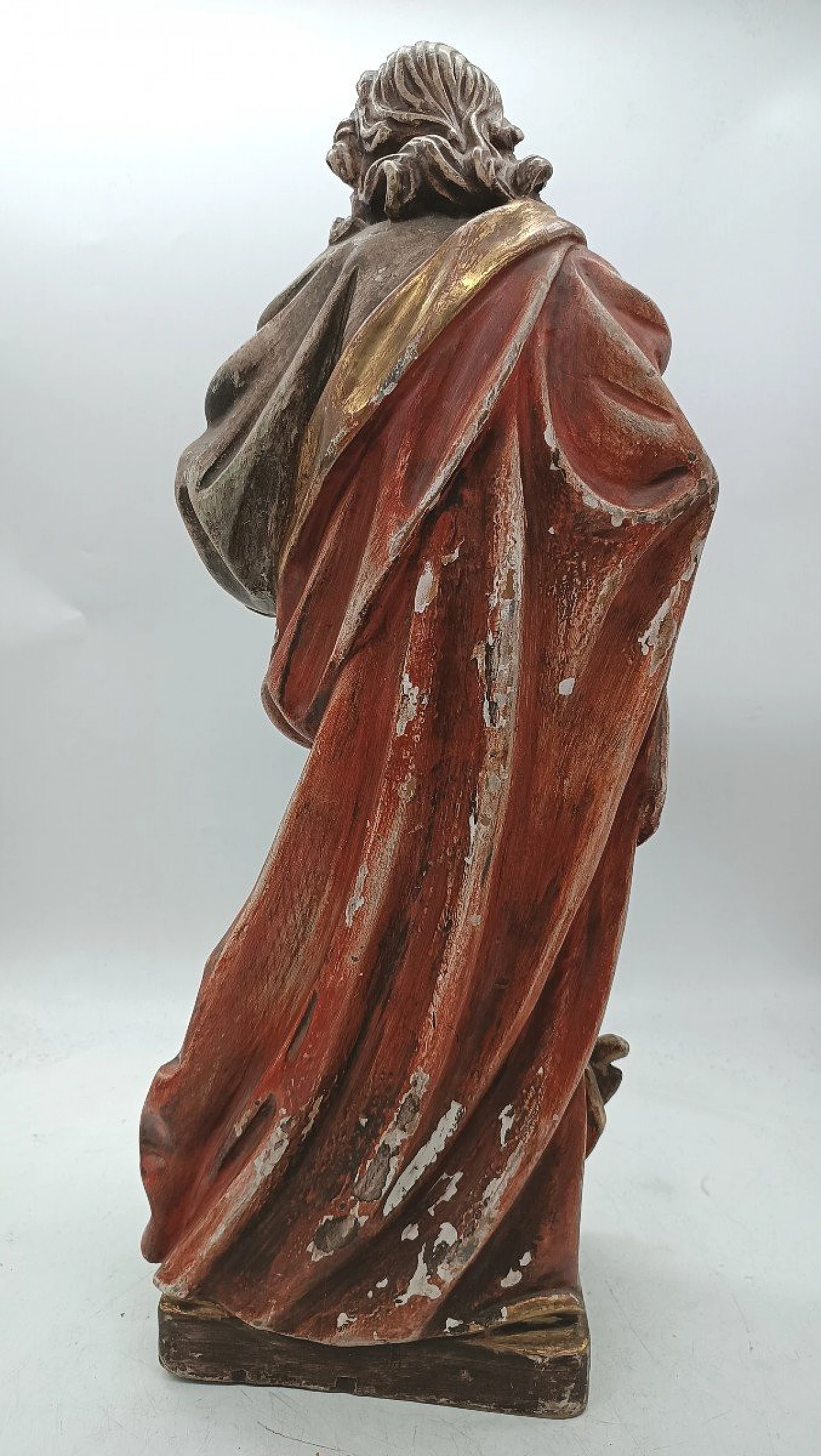 Saint Luke the Evangelist, polychrome wood sculpture, 19th century 4