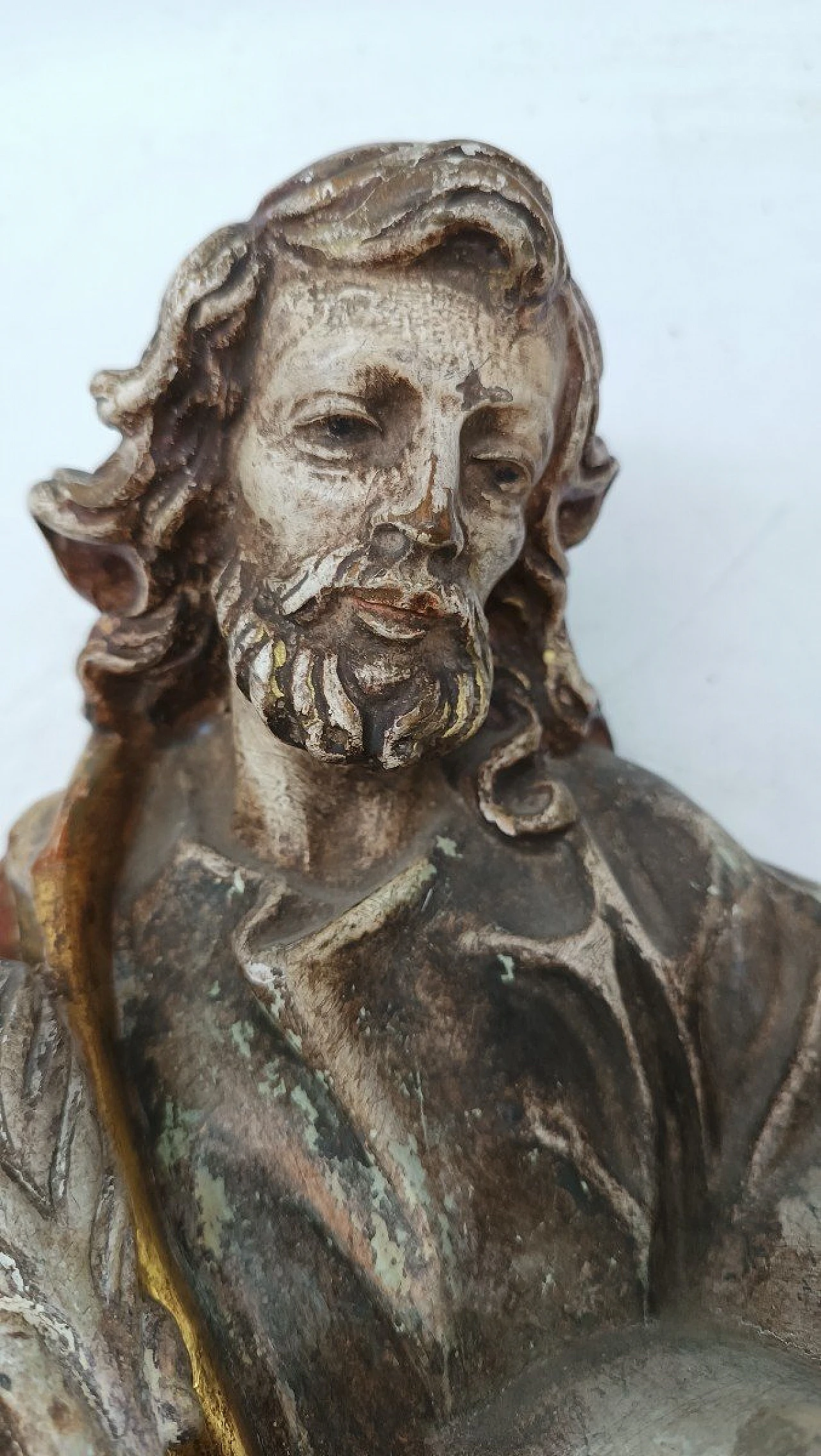 Saint Luke the Evangelist, polychrome wood sculpture, 19th century 7