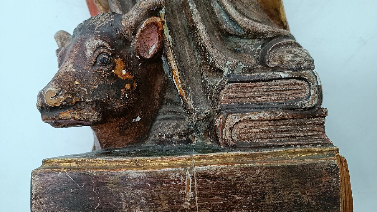 Saint Luke the Evangelist, polychrome wood sculpture, 19th century 8