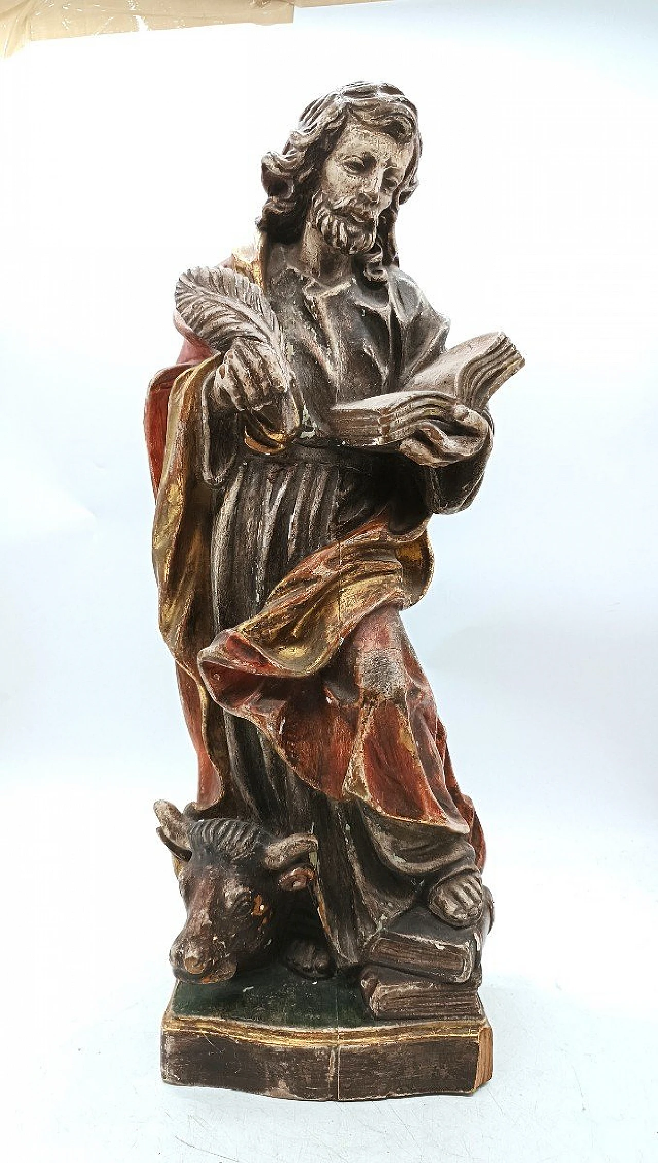 Saint Luke the Evangelist, polychrome wood sculpture, 19th century 12