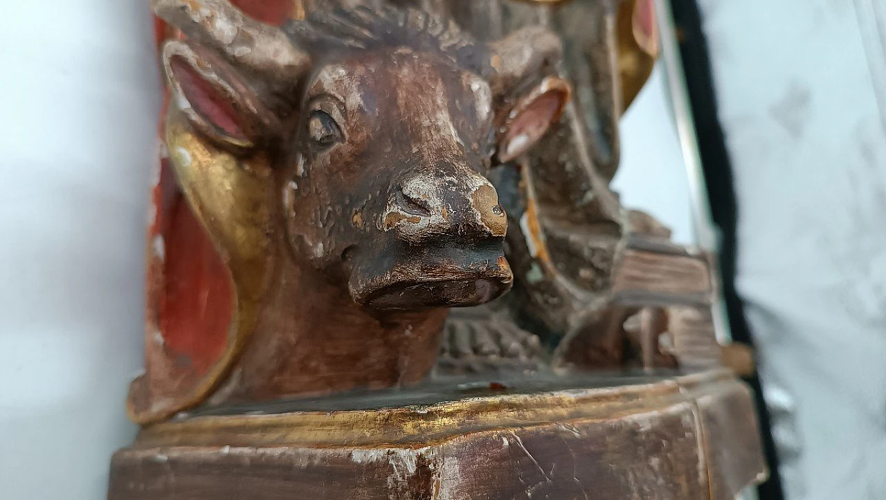 Saint Luke the Evangelist, polychrome wood sculpture, 19th century 13