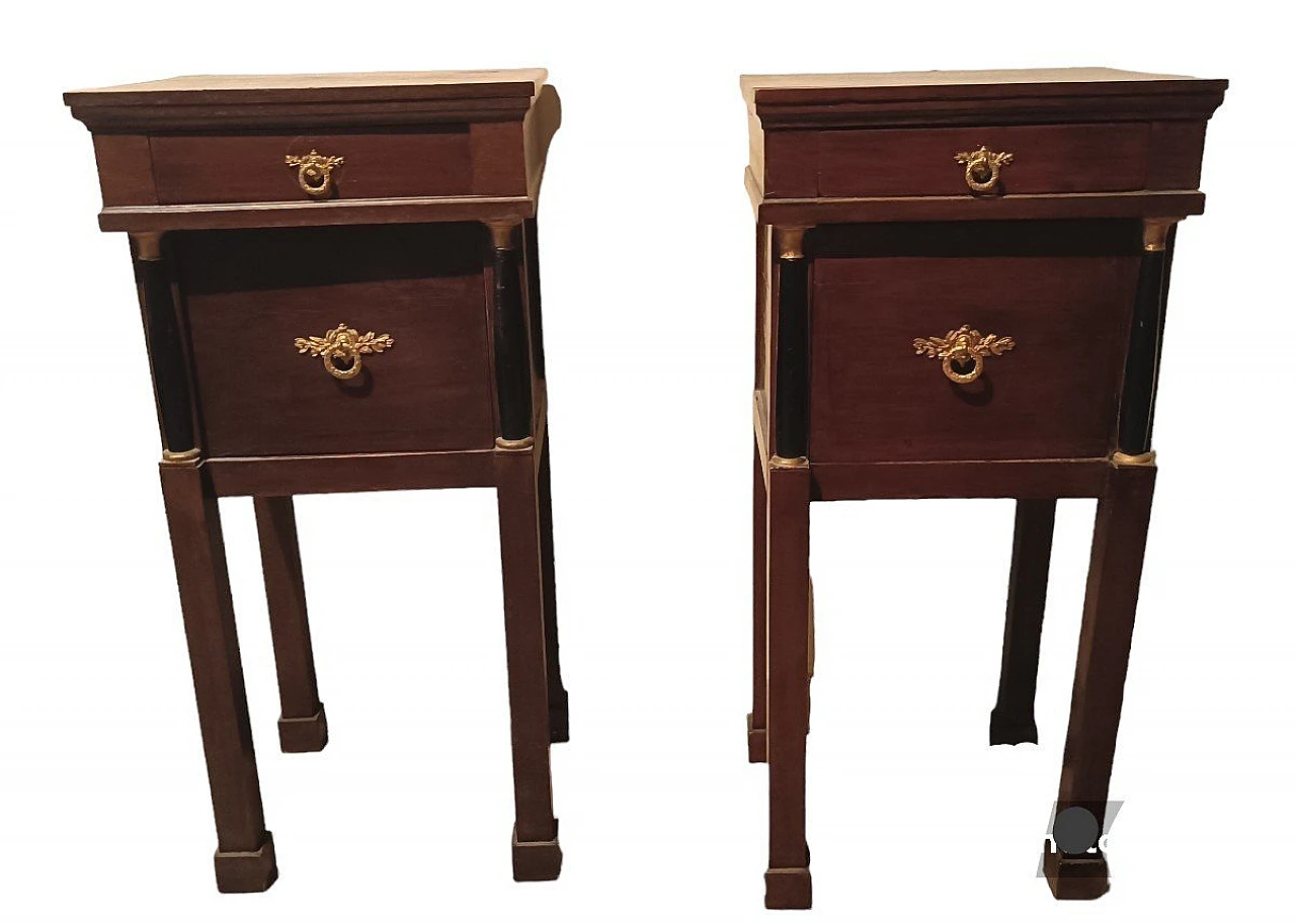 Pair of Empire mahogany bedside tables, second half of 19th century 1