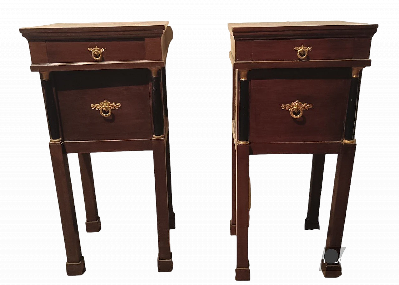 Pair of Empire mahogany bedside tables, second half of 19th century 2