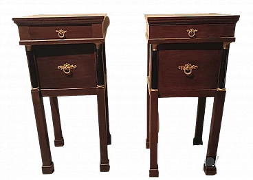Pair of Empire mahogany bedside tables, second half of 19th century