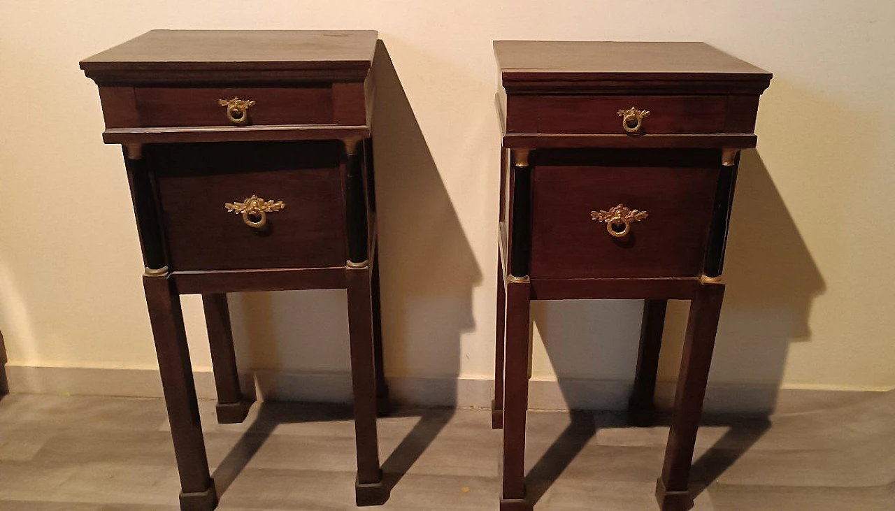 Pair of Empire mahogany bedside tables, second half of 19th century 3