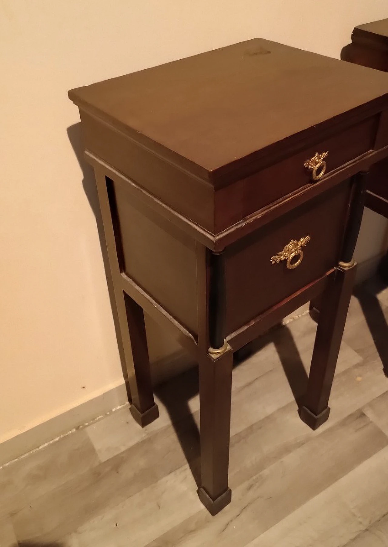 Pair of Empire mahogany bedside tables, second half of 19th century 7