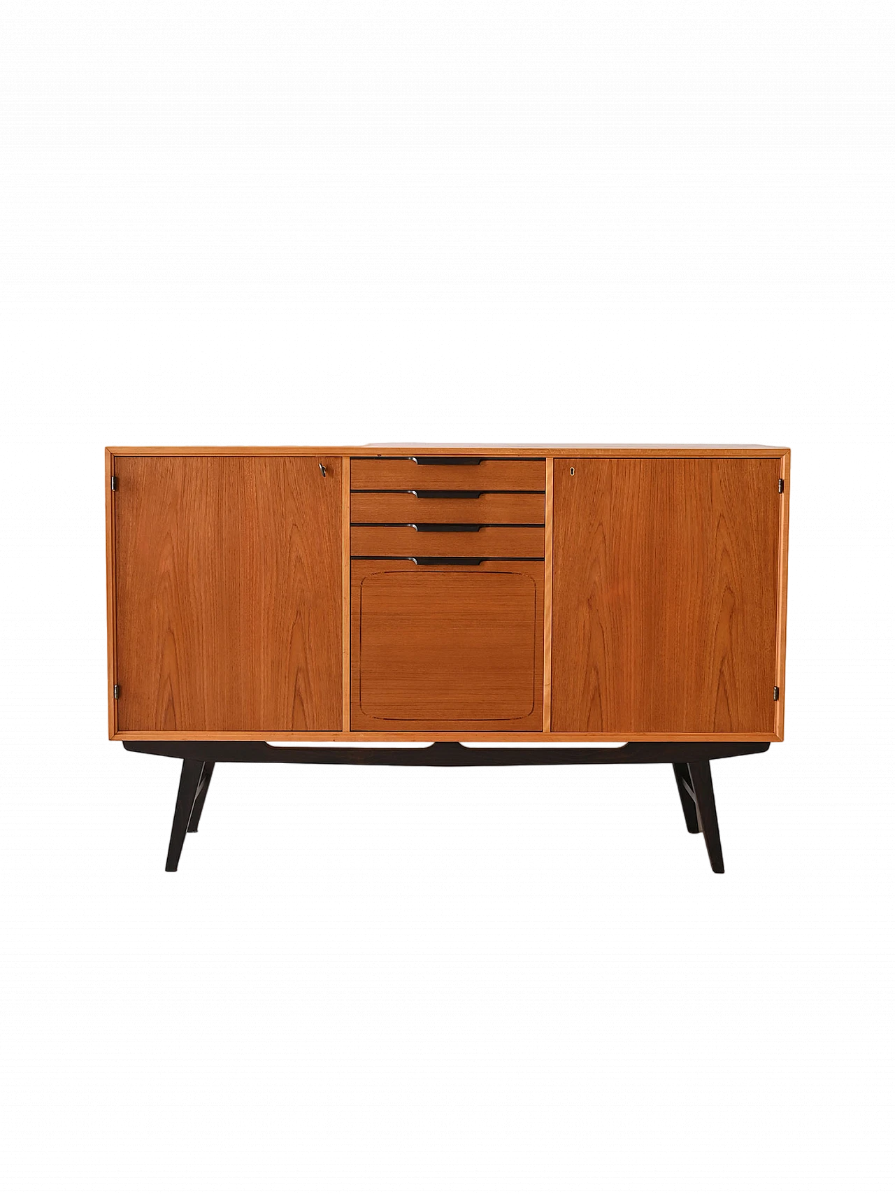 Credenza scandinava in teak con dettagli neri, anni '60 13