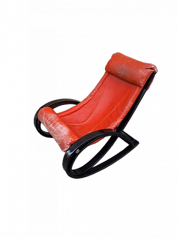 Sgarsul red rocking chair by Gae Aulenti for Poltronova, 1970s