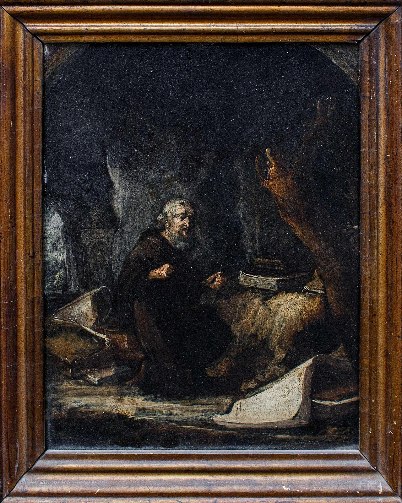 Follower of D. Teniers, Saint Anthony at Prayer, oil on copper 1