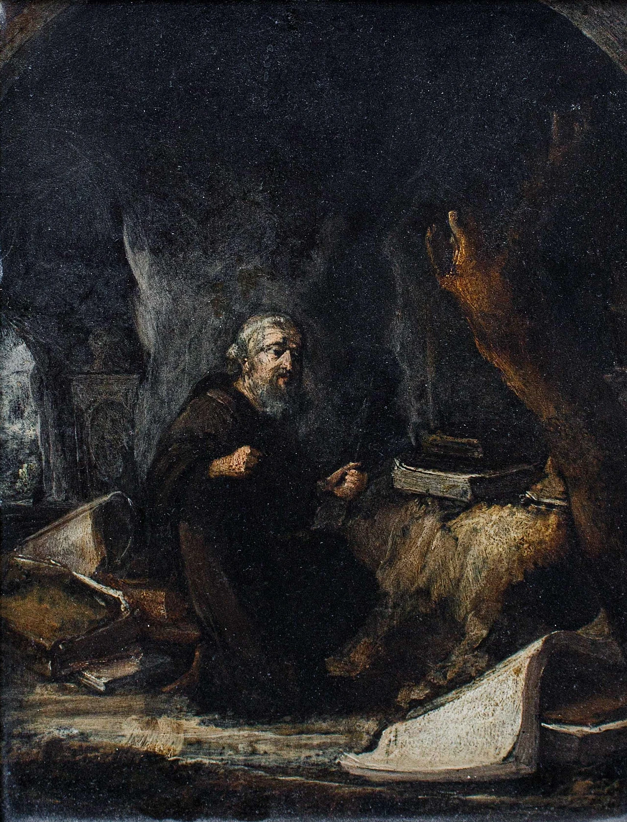 Follower of D. Teniers, Saint Anthony at Prayer, oil on copper 2