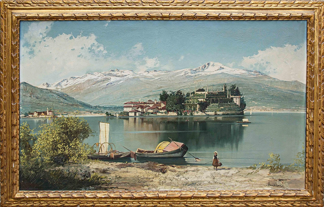 Clark Van Clemenson, Veduta dell'Isola bella, olio su tela 1