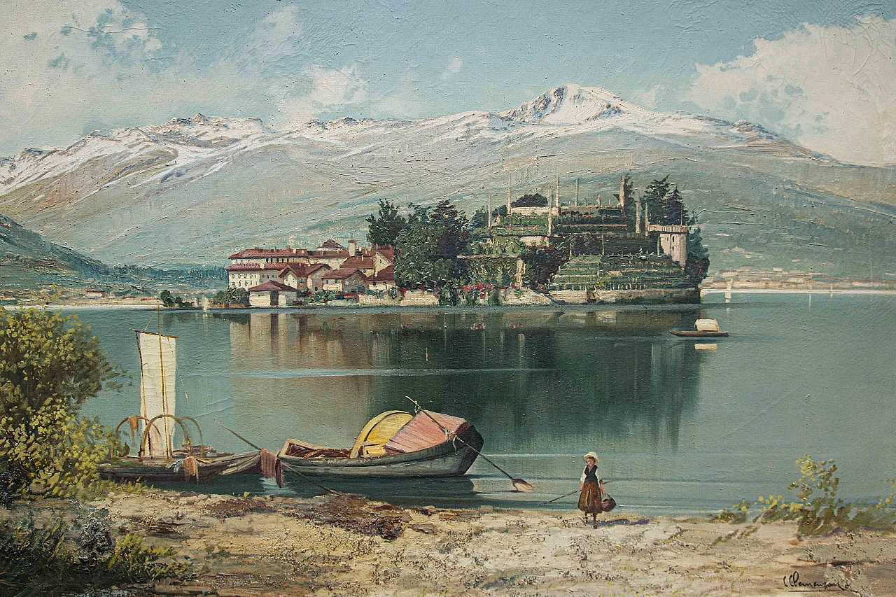 Clark Van Clemenson, Veduta dell'Isola bella, olio su tela 6