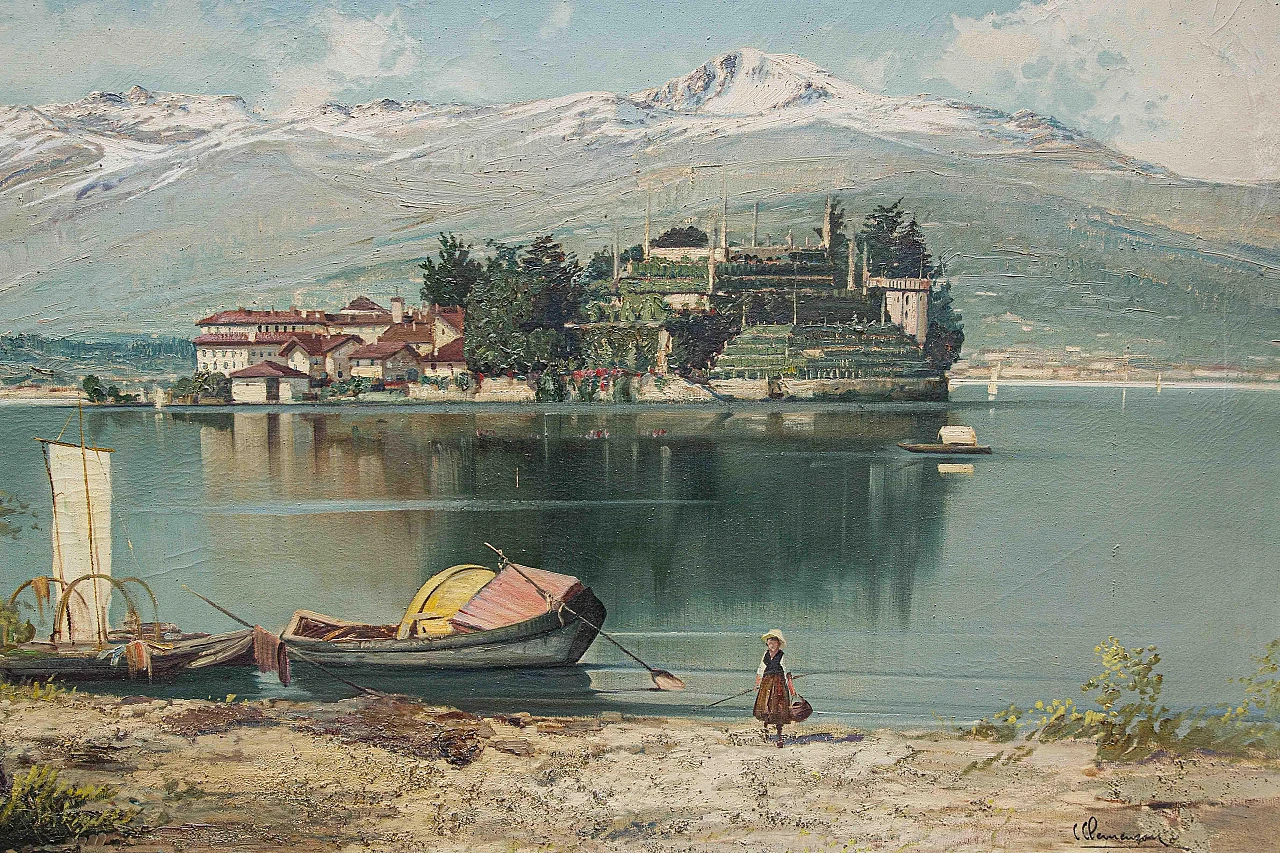 Clark Van Clemenson, View of Isola Bella, oil on canvas 8