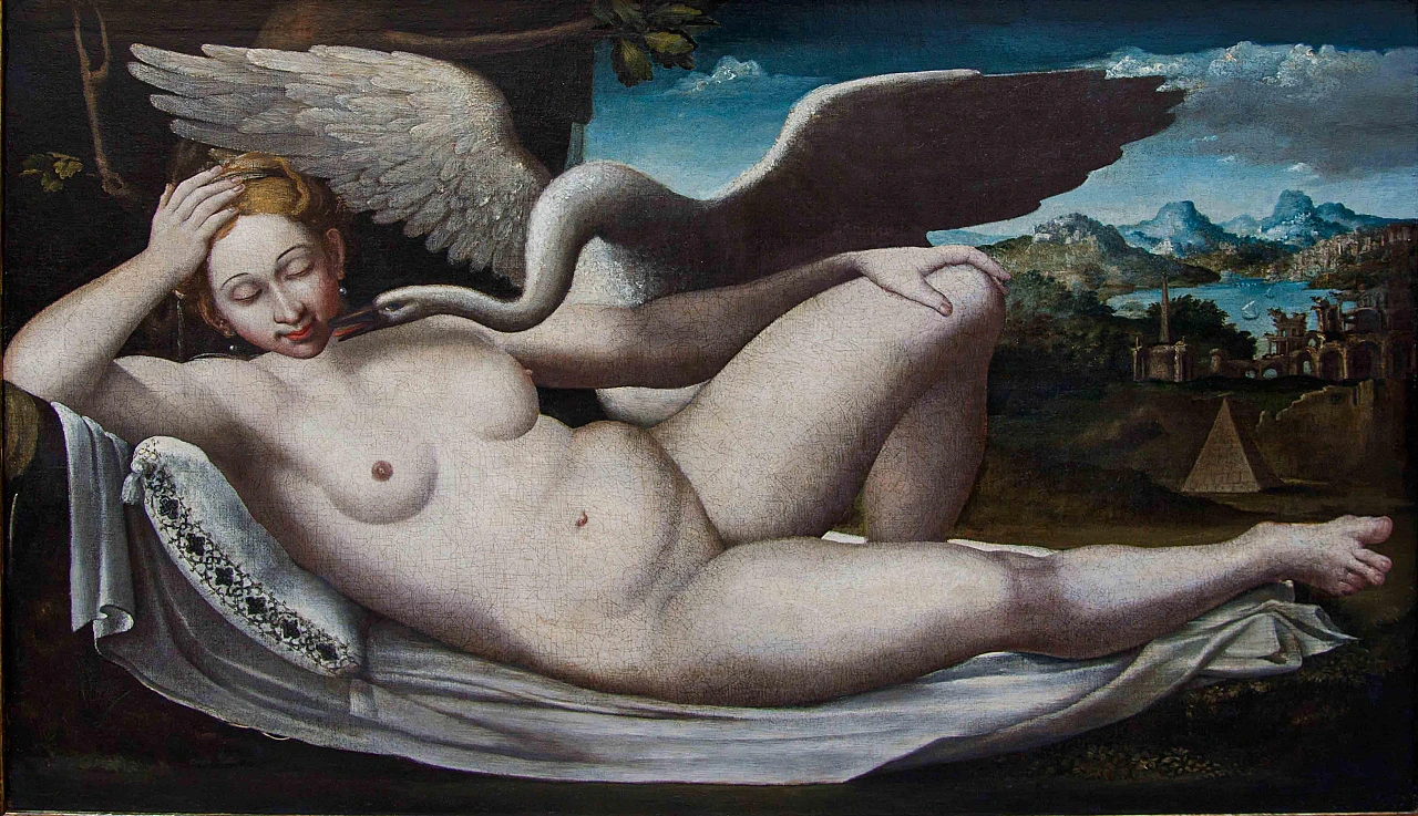 Mannerist School, Leda and the swan, oil on canvas, 16th century 2