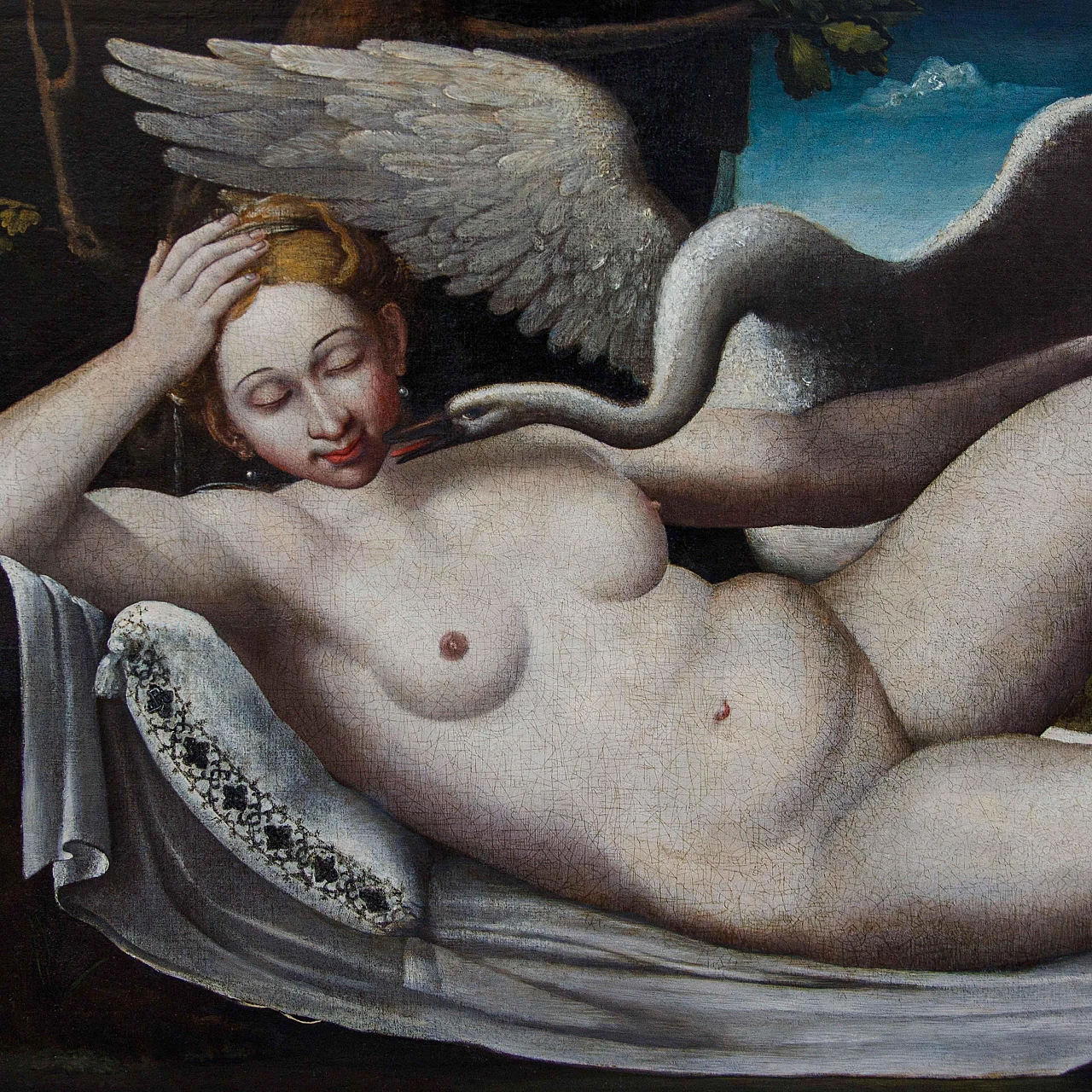 Mannerist School, Leda and the swan, oil on canvas, 16th century 5