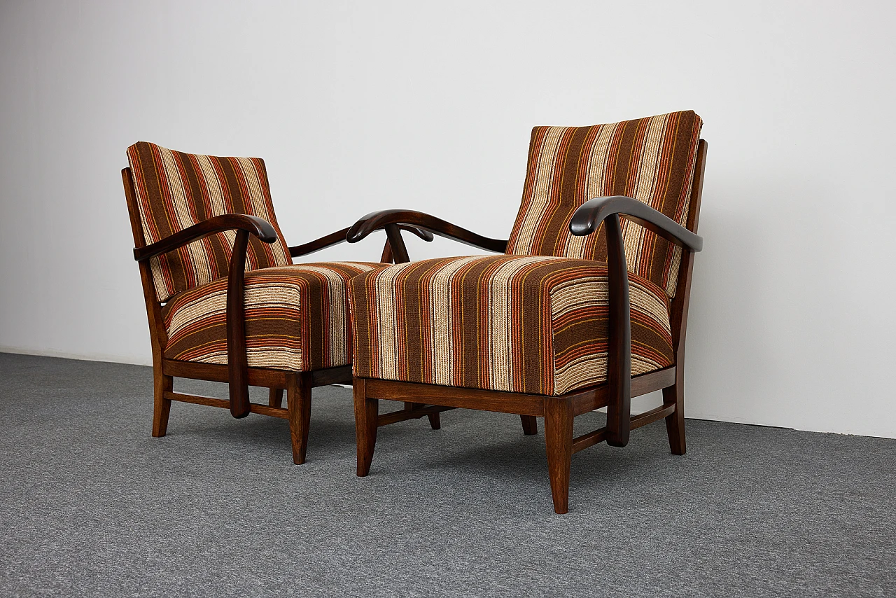 Pair of solid walnut Art Deco armchairs by Gyula Kaesz, 1930s 1