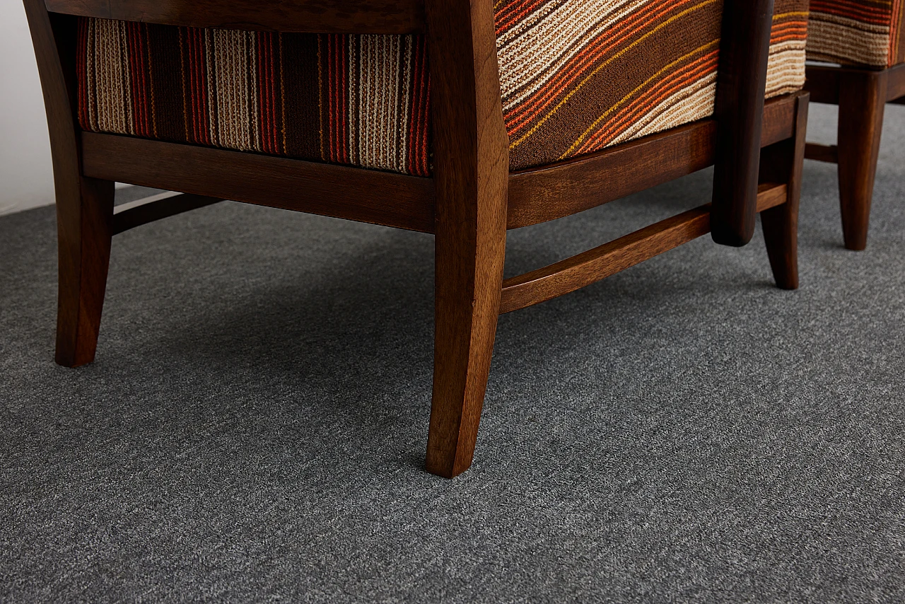 Pair of solid walnut Art Deco armchairs by Gyula Kaesz, 1930s 2