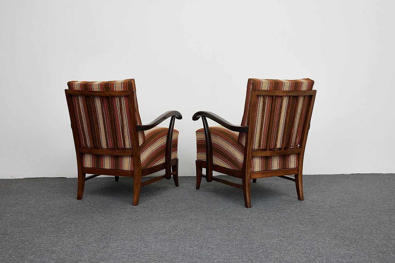 Pair of solid walnut Art Deco armchairs by Gyula Kaesz, 1930s 3