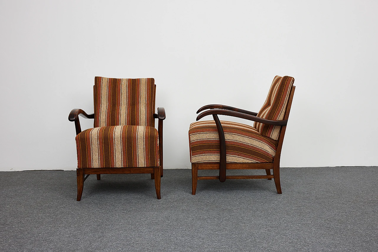 Pair of solid walnut Art Deco armchairs by Gyula Kaesz, 1930s 4