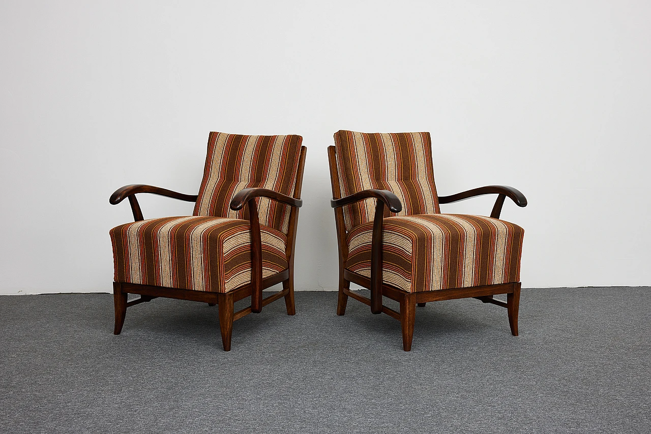 Pair of solid walnut Art Deco armchairs by Gyula Kaesz, 1930s 5