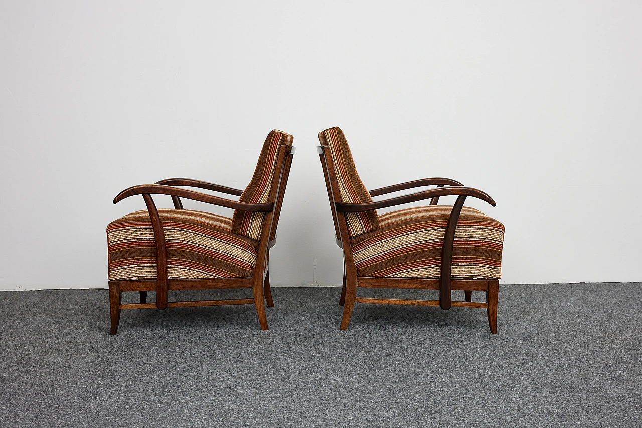 Pair of solid walnut Art Deco armchairs by Gyula Kaesz, 1930s 8