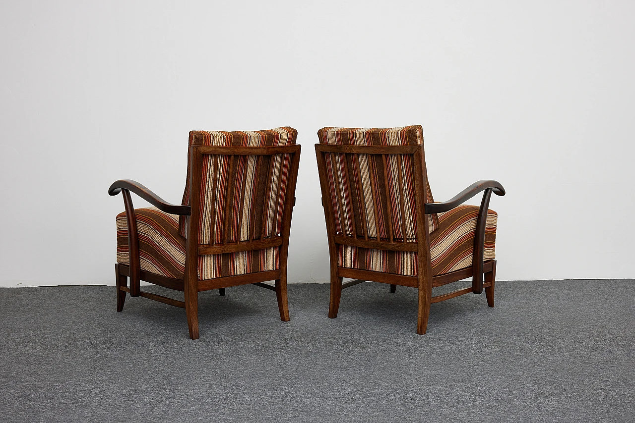 Pair of solid walnut Art Deco armchairs by Gyula Kaesz, 1930s 9