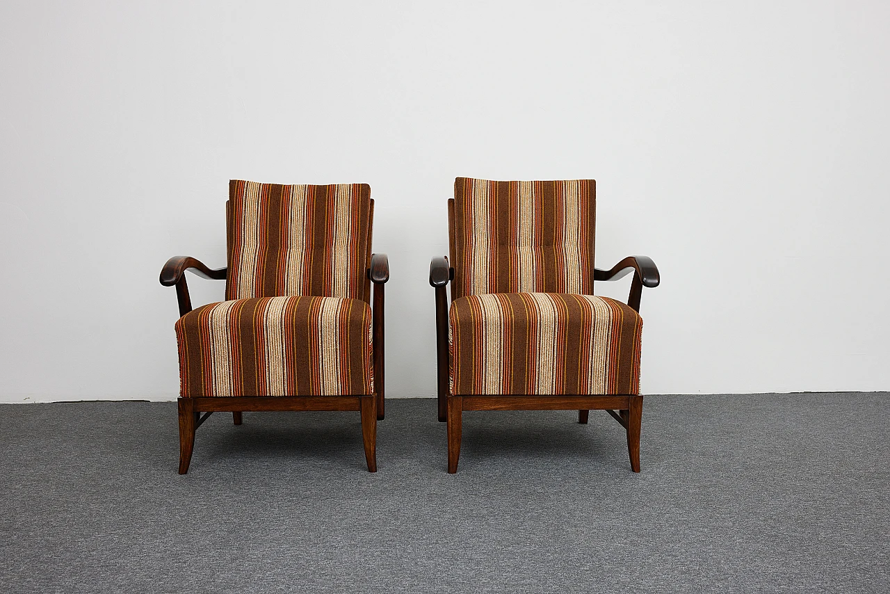 Pair of solid walnut Art Deco armchairs by Gyula Kaesz, 1930s 10