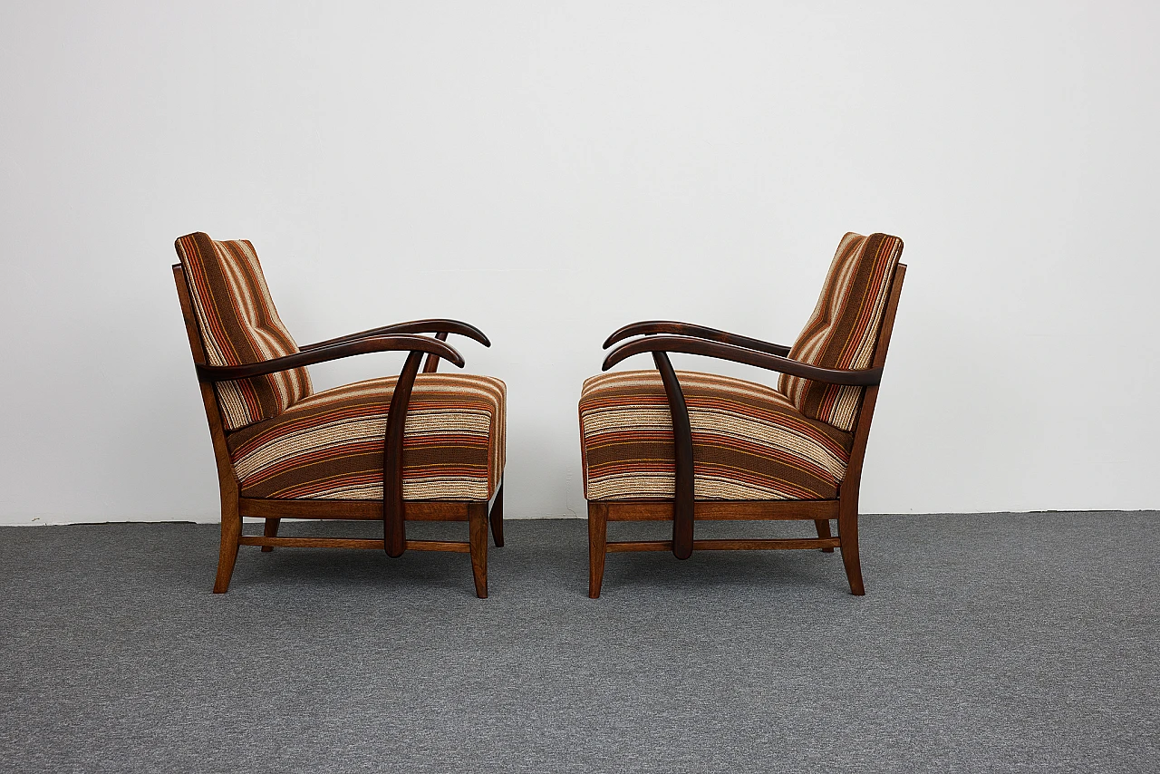 Pair of solid walnut Art Deco armchairs by Gyula Kaesz, 1930s 11