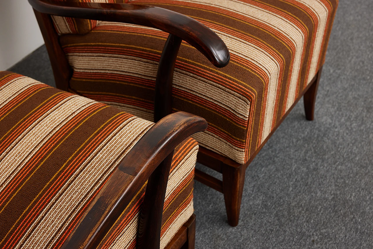 Pair of solid walnut Art Deco armchairs by Gyula Kaesz, 1930s 12