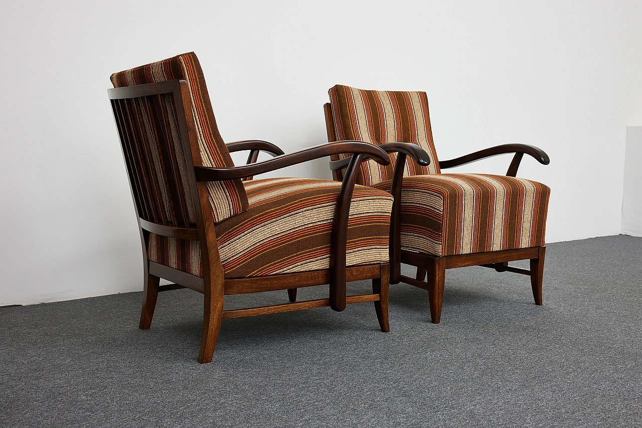 Pair of solid walnut Art Deco armchairs by Gyula Kaesz, 1930s 13