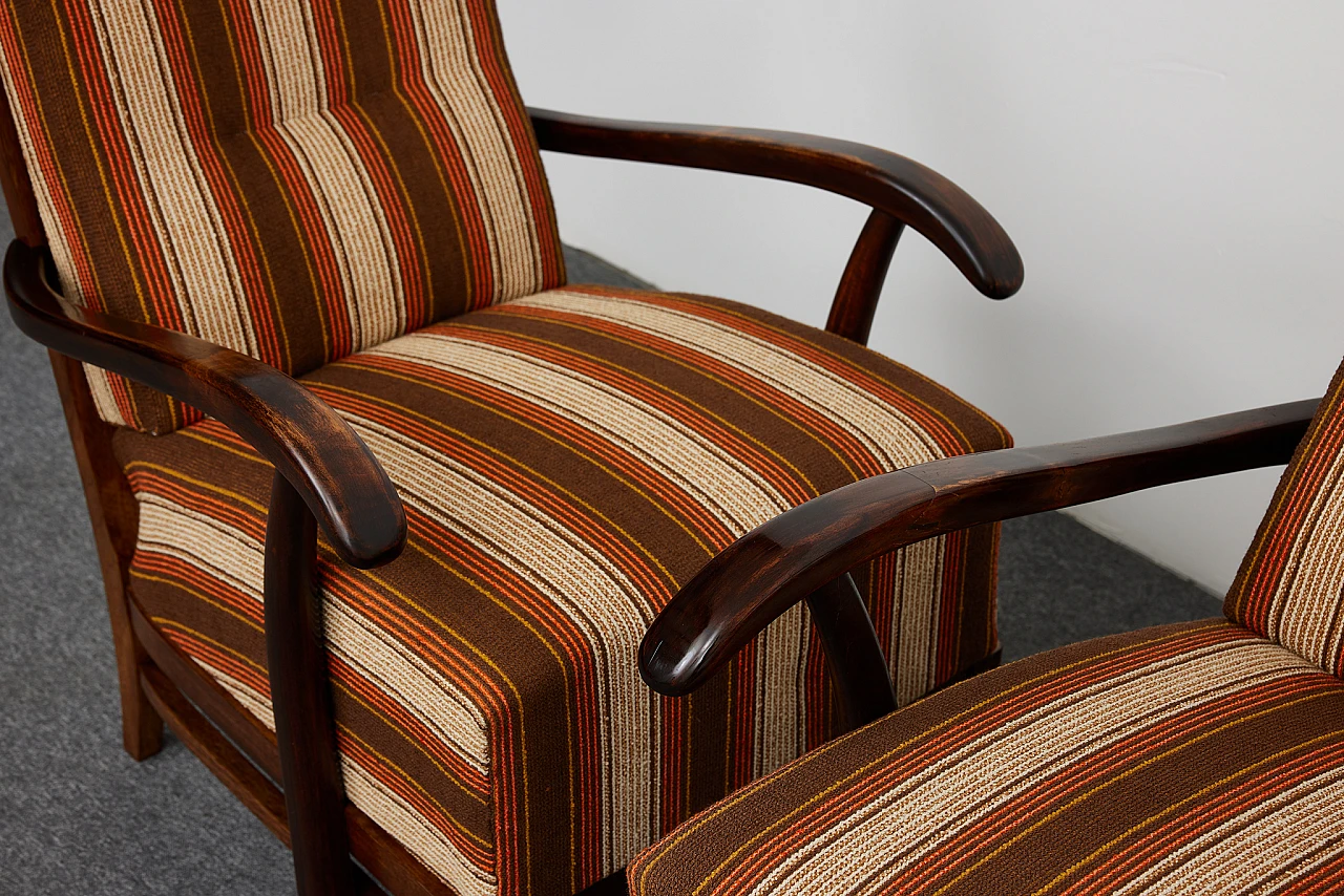 Pair of solid walnut Art Deco armchairs by Gyula Kaesz, 1930s 14