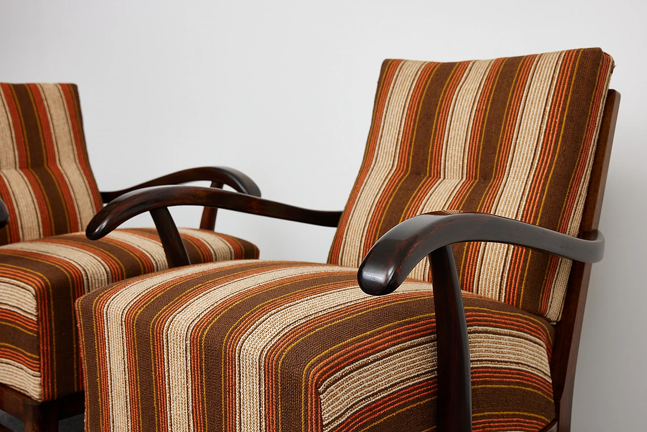 Pair of solid walnut Art Deco armchairs by Gyula Kaesz, 1930s 15