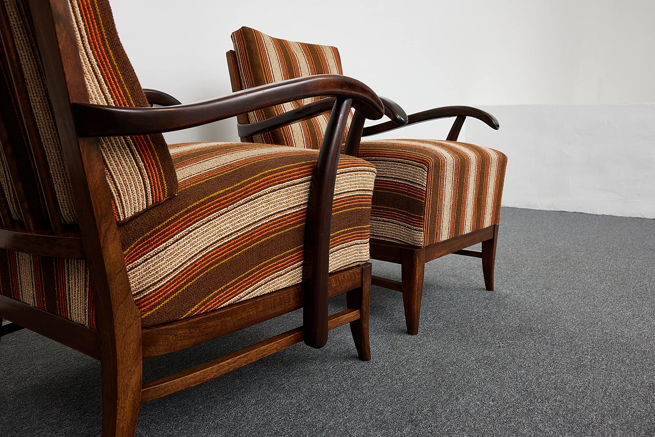 Pair of solid walnut Art Deco armchairs by Gyula Kaesz, 1930s 17