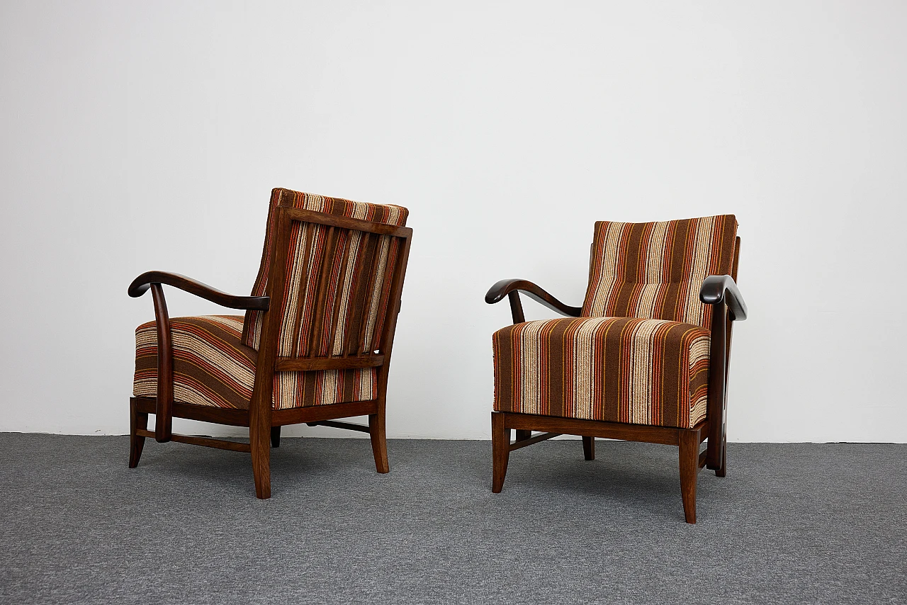 Pair of solid walnut Art Deco armchairs by Gyula Kaesz, 1930s 19