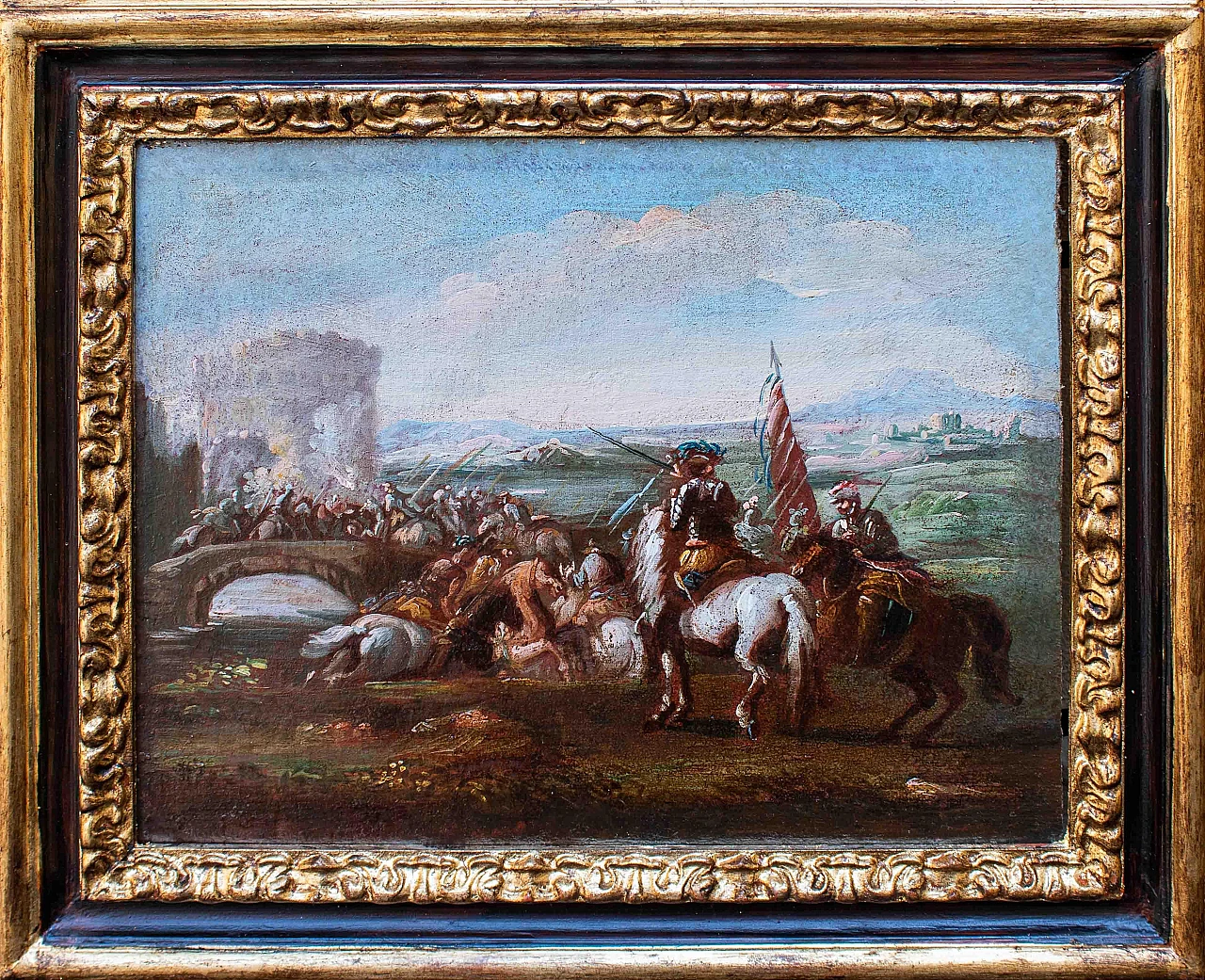 Pietro Graziani, Coppia di scene di battaglia, olio su tela, '600 2