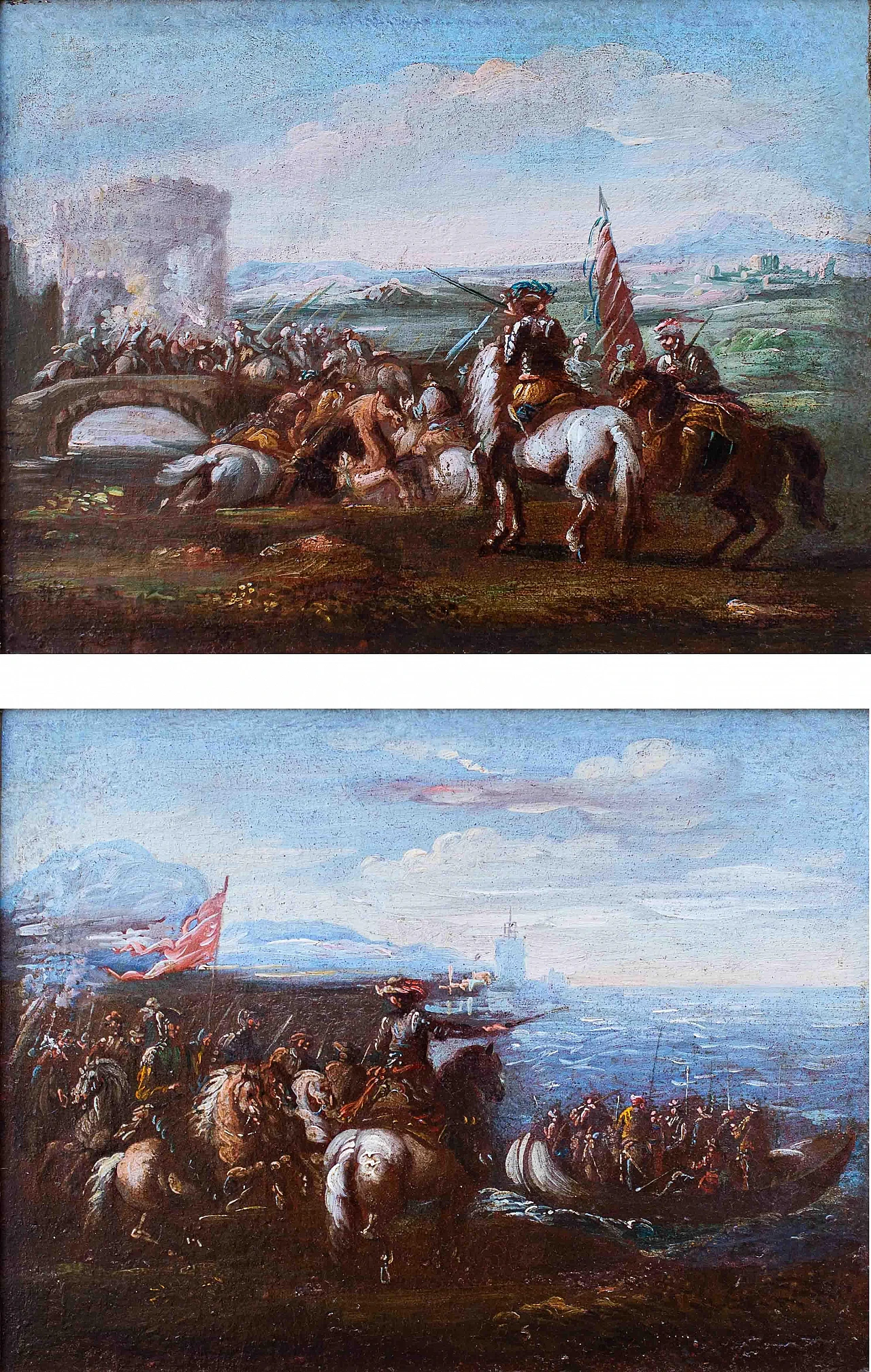 Pietro Graziani, Pair of battle scene, oil on canvas, 17th century 3