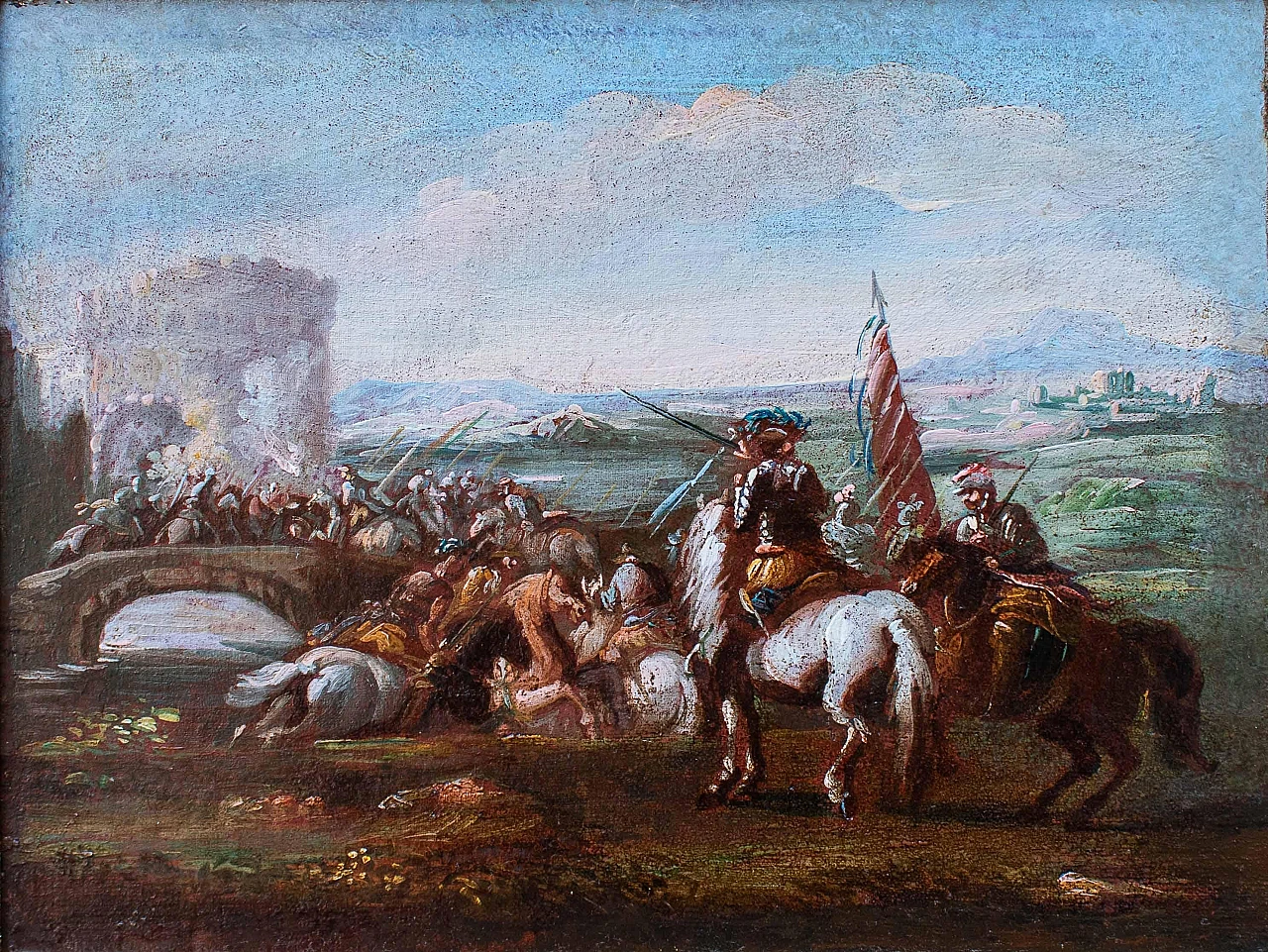 Pietro Graziani, Pair of battle scene, oil on canvas, 17th century 4