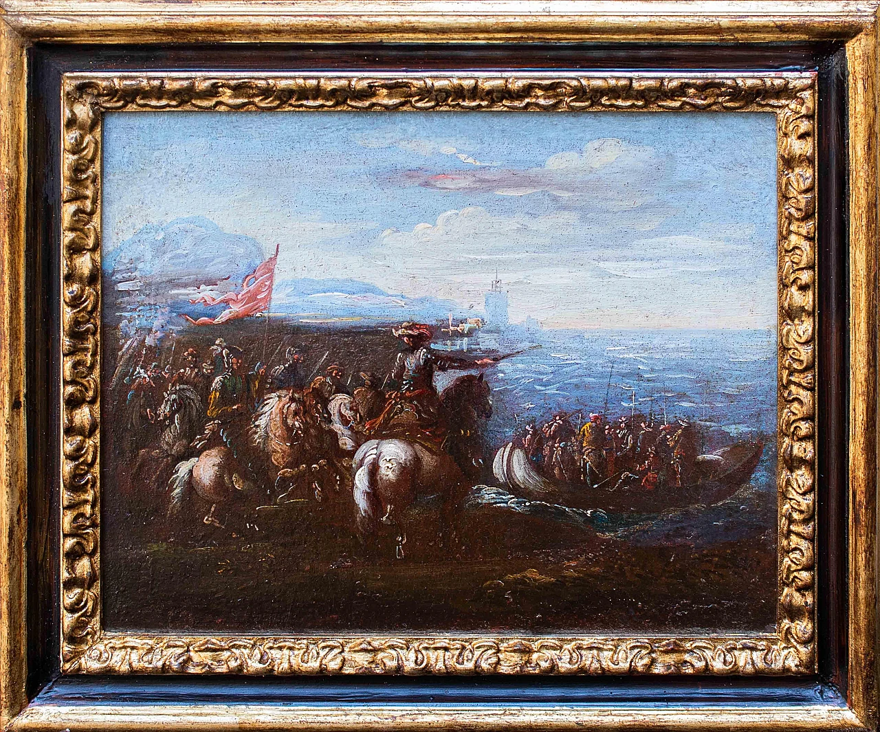 Pietro Graziani, Pair of battle scene, oil on canvas, 17th century 5