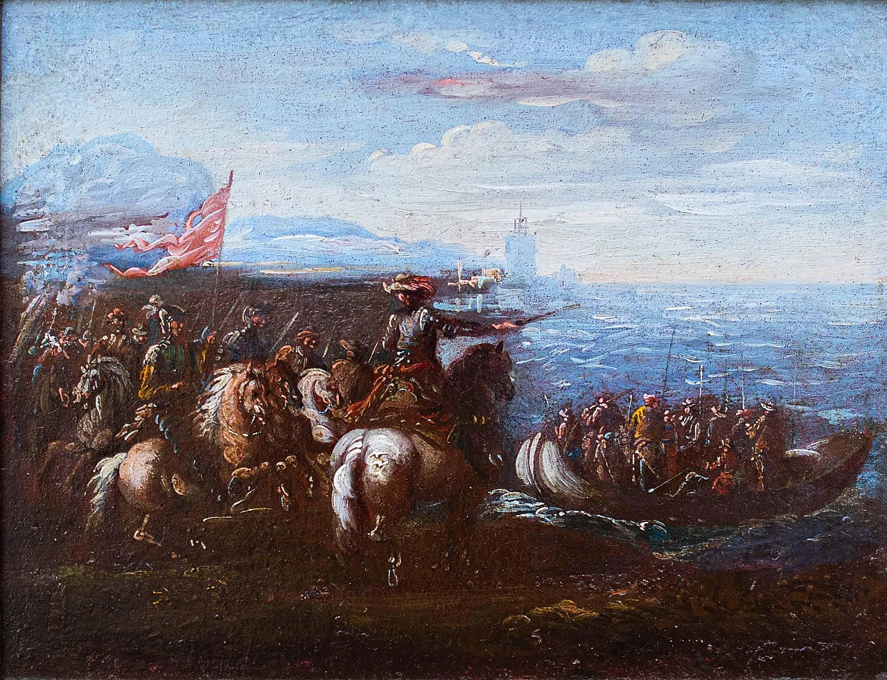 Pietro Graziani, Pair of battle scene, oil on canvas, 17th century 6