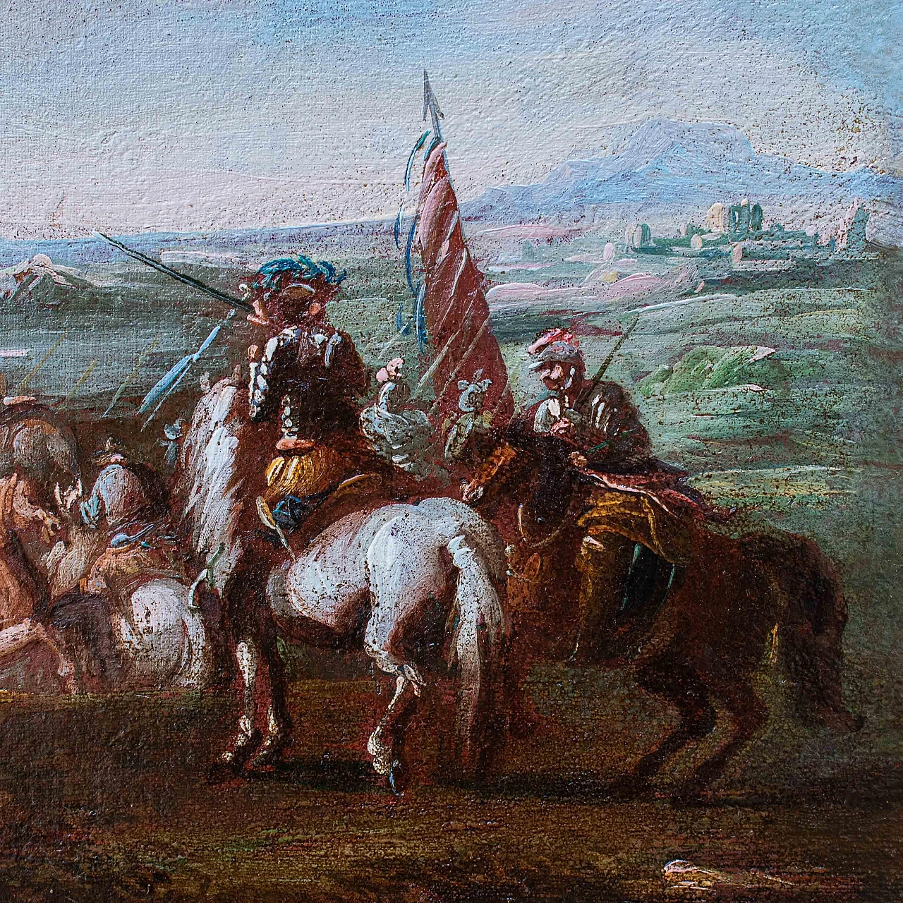 Pietro Graziani, Pair of battle scene, oil on canvas, 17th century 8