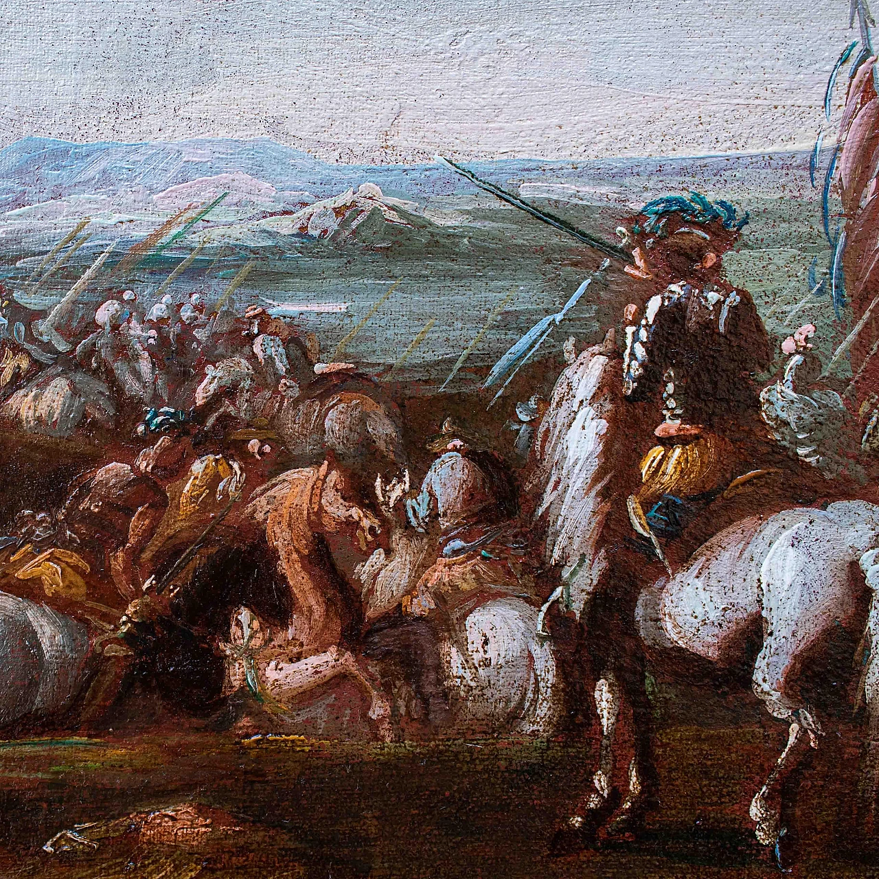 Pietro Graziani, Coppia di scene di battaglia, olio su tela, '600 11