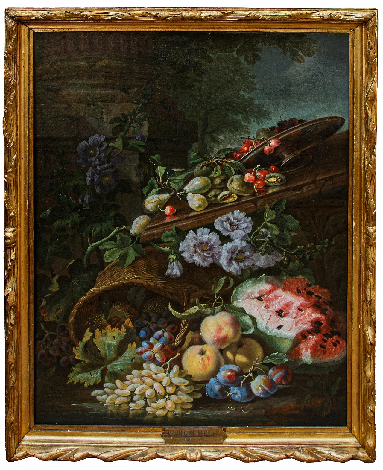 Maximilian Pfeiler, Natura morta con fiori, olio su tela, '600 1