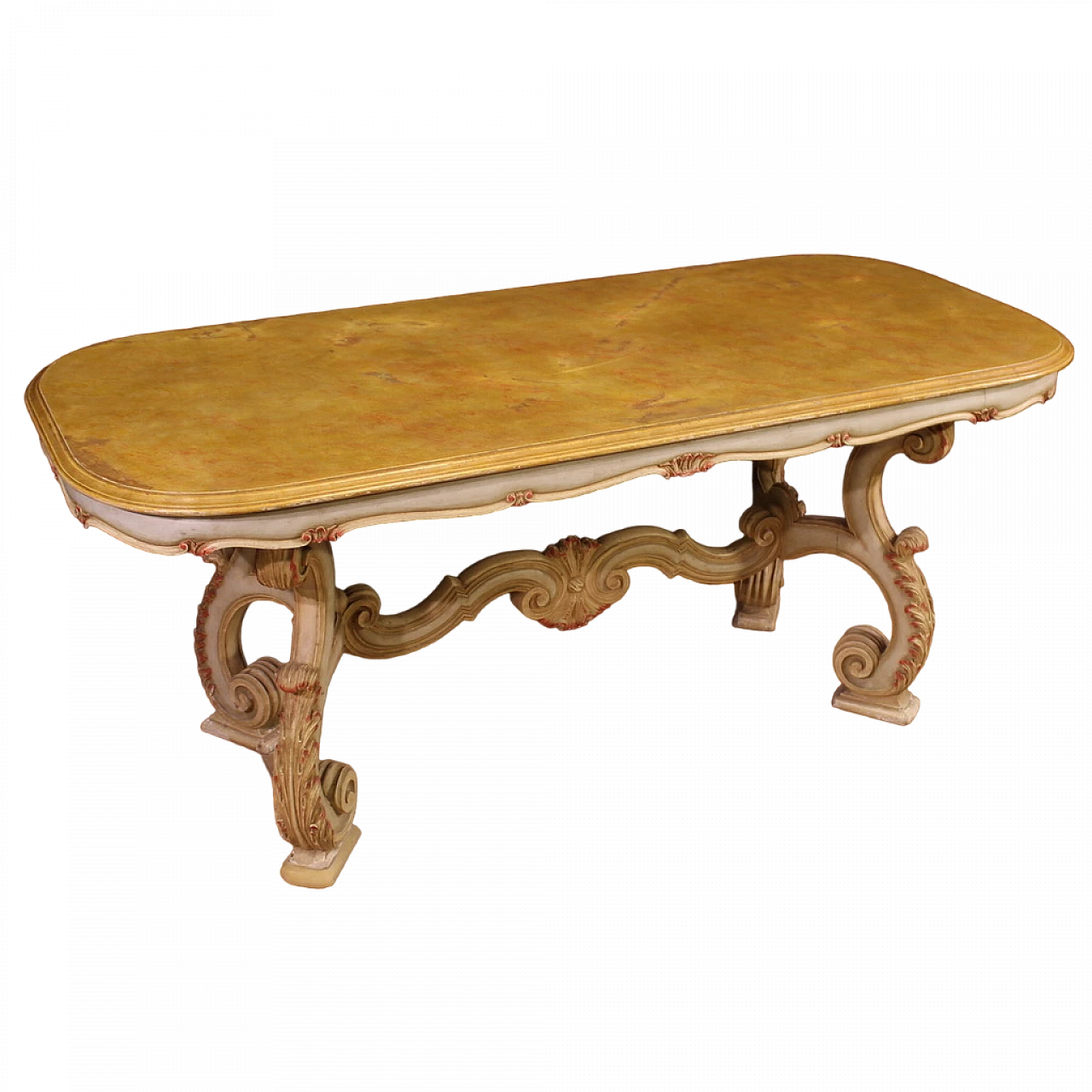 Venetian style lacquered and painted wood table, 1960s 13