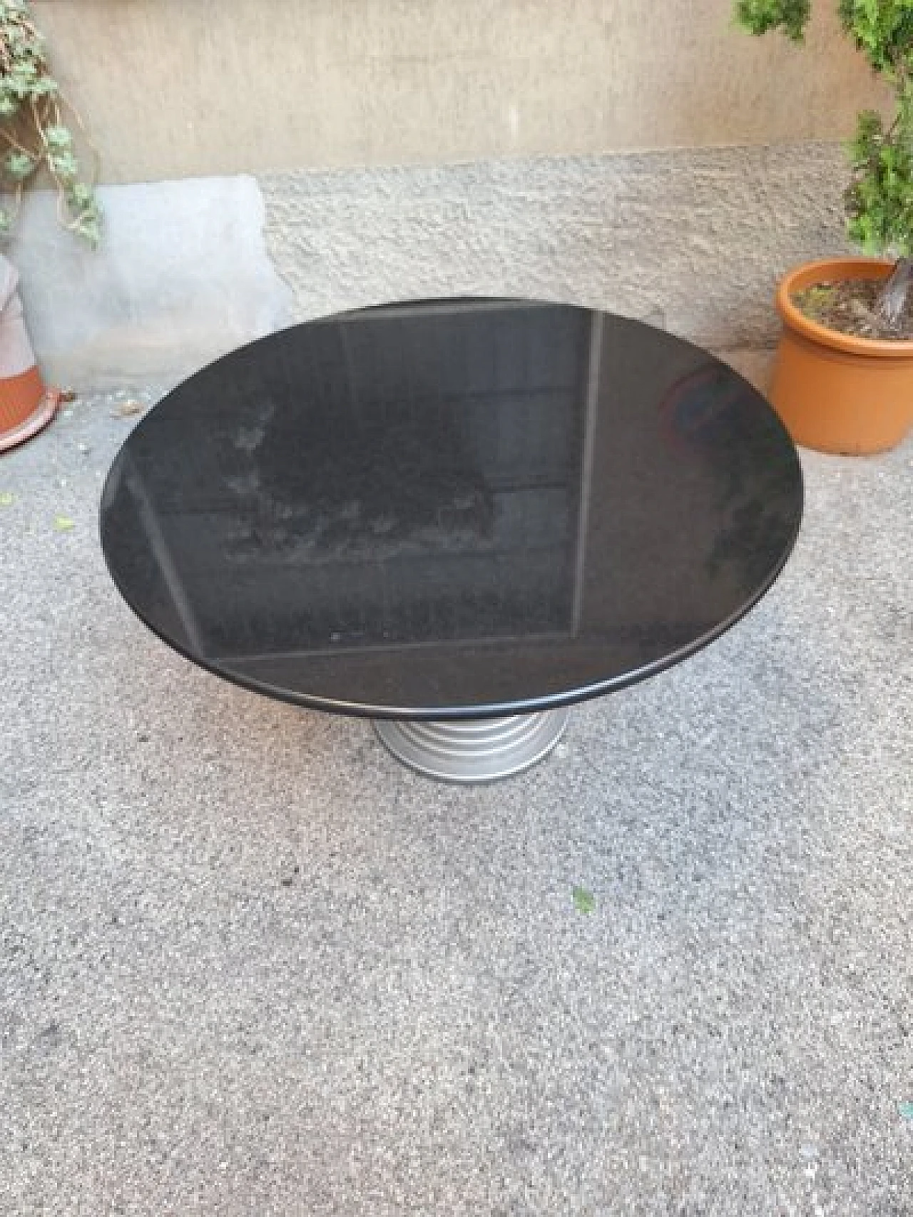 Table in silver wood with black marble top by Carlo de Carli, 1980s 2