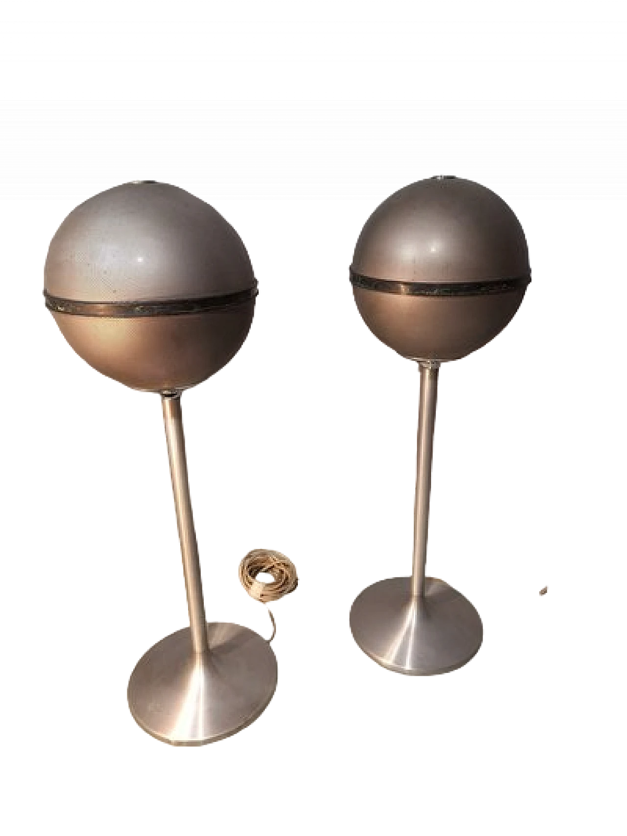 Pair of iron spherical floor speakers from Grunding, 1970s 18